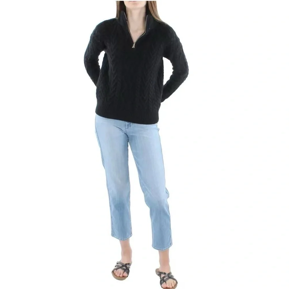 Lauren Ralph Lauren Cable Knit Quarter Zip Sweater - Picture 2 of 8